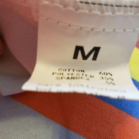 Striped Multicolor Short Sleeve Polo Collar shirt Dress M fun whimiscal summer - Picture 6 of 6